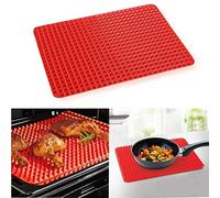 TRTO 1Pcs Pyramid Pan Non Stick Silicon Cooking Mat Oven Baking Tray Fat Reducing 29x41cm Easy to Use and Clean