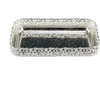 TRTO 1Pcs Silver Serving Tray Rectangle Gift Tray Mirror Polished Paandan Display Plate Tray Fruit Platter Snacks Drinks Serving Tray