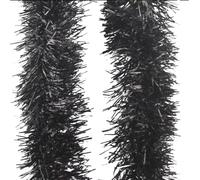 TRTO 1x 2M Black Tinsel Christmas Tree Decorations X'mas Garland Christmas Tree Tinsel Decoration (6.5FT)