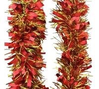 TRTO 1x 2M Red & Gold Tinsel Christmas Tree Decorations X'mas Garland Christmas Tree Tinsel Decoration (6.5FT)