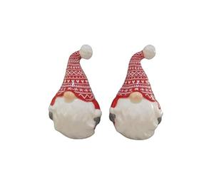 TRTO 1x Ceramic Christmas Gonk Salt & Pepper Shaker Set - Festive Gnome Design for Holiday Table Decor