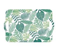 TRTO 1x Green Summer Party Bamboo Serving Tray Celebration Tableware Patterned Bold Reusable