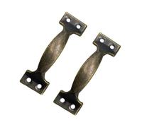 TRTO 2 x Antique Bronze Small Door Pull Handles - 70mm Front Fix Cupboard & Drawer D Handles