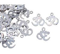 TRTO 20 Pcs 16mm Tibetan Silver Ohm Aum Om Symbol Yoga Charms Jewellery Easy To Use and Useful for Party Home Office Decorations