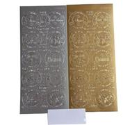 TRTO 2Pcs Silver 4cm Christmas Circle Religious Greetings Peace Love Peel Off Sticker