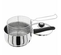 TRTO 3pc 20cm Chip Pan Pot Lid & Basket Set Stainless Steel Deep Induction Fryer