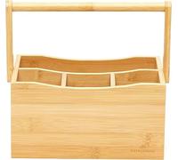 TRTO 4 Compartment Wooden Cutlery Sauce Napkin Holder Storage Caddy Box Table Organiser Bar Caddy Cutlery Basket