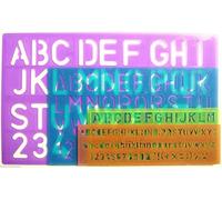 TRTO 4PCs Stencil Set 5mm to 30mm Alphabet Letters Number Plastic Stencils Large Lettering Easy to Use