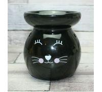 TRTO Black Color Ceramic Cat Face Oil Burner, Cat Ornament, Cat Oil Burner With Attractive Looks