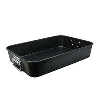 TRTO Black Color Large Deep Non-Stick Roasting Oven Pan Dish Meat Turkey Baking Roaster Tin Tray Easy to Use and Clean