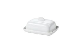 TRTO Small Rectangle White Porcelain Butter Dish with Lid Kitchen Breakfast Dinner Easy to Use and Clean