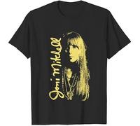 TRTRTRRERE Joni Mitchell 1970S Vintage Singer T-Shirt Unisex Short Sleeve T-Shirt Full Size Black