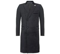 Tru Clothing Mens 3/4 Charcoal Long Double Breasted Warm Winter Business Crombie Overcoat Wool Coat 46