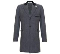Tru Clothing Mens 3/4 Long Charcoal Warm Winter Crombie Business Overcoat Jacket Herringbone Tweed Coat 42