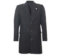 Tru Clothing Mens 3/4 Long Wool Charcoal Crombie Overcoat Jacket Blinders Trench Slim Fit Coat 46