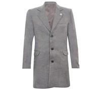 Tru Clothing Mens 3/4 Long Wool Grey Crombie Overcoat Jacket Blinders Trench Slim Fit Coat 48