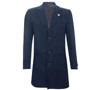 Tru Clothing Mens 3/4 Long Wool Navy Crombie Overcoat Jacket Blinders Trench Slim Fit Coat 34