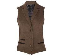 Tru Clothing Womens Tweed Herringbone Light Brown Waistcoat Wool 1920s Formal Vintage Tailored Vest 2XL