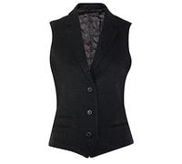 Tru Clothing Womens Tweed Herringbone Navy Waistcoat Wool 1920s Formal Vintage Tailored Vest L