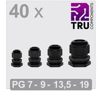 TRU COMPONENTS TC-13448344 Cable gland Polyamide Black 40 pcs