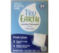 Tru Earth Laundry Detergent Sheets Non-Bio Fragrance Free 24 Washes, Eco-Friendly, Plastic Free Packaging, Ultra-Concentrated, Pre-Measured, Easy Storage - For Machine & Hand Washing
