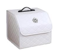 tru-nk Organizer, PU Leather Foldable Car Boot Storage | Divided Multipurpose, Portable | SUV Sedan Pickup RV Vehicle o-rganiser for Under Seat Home Desk Bedroom