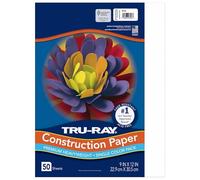 Tru-Ray Pacon Heavyweight Construction Paper, White, 9" x 12", 50 Sheets
