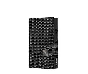 Tru Virtu® Card Holder Click & Slide Diagonal Carbon Black/Black I Credit Card Holder Wallet I Card-Holder-RFID-NFC-Protection I Wallet Made of Real Italian Leather I Purse I Slim Wallet