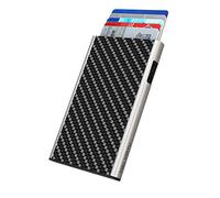 Tru Virtu® Card Holder Click & Slide I Credit Card Holder Wallet I Card-Holder-RFID-NFC-Protection I Aluminium Card-case I Card Storage I Slim Wallet (Carbon Fibre Black/SIL)