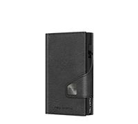 Tru Virtu® Card Wallet - Click & Slide Coin Pocket, Credit Card Holder, RFID NFC Protection, Genuine Italian Leather, Slim Wallet, Nappa Black, Regular, Compact
