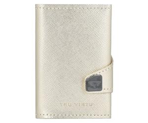 Tru Virtu Click & Slide credit card case wallet RFID leather 6.5 cm gold colored