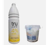 Tru zone 4% 13vol Cream Peroxide 1 Litre & Trulites Rapid White Powder Hair Bleach 500g