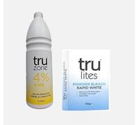 Tru zone 4% 13vol Cream Peroxide 1 Litre & Trulites Rapid White Powder Hair Bleach 80g
