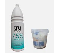 Tru zone 7.5% 25vol Cream Peroxide 1 Litre & Trulites Rapid White Powder Hair Bleach 500g