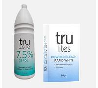 Tru zone 7.5% 25vol Cream Peroxide 1 Litre & Trulites Rapid White Powder Hair Bleach 80g