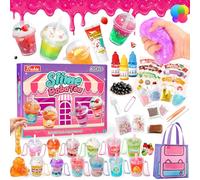 Trubic Slime Boba Tea Making Kit for Girls Ages 8-12, 12 Bubble Tea Cups and Bag, 500ml Clear Slime, 14 Add-ins, DIY Sweet Toys, Stress Relief Toys, Party Favors for Kids Girls Boys 6 7 8 9 10 11 12