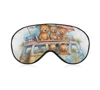 Truck and Bear Sleep Mask for Women Men Side Sleeper Eye Cover with Adjustable Strap Soft Breathable Blackout Mask Slip-Free Deep Sleeping Travel Essentials