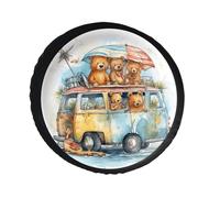 Truck and Bear Spare Tire Cover PVC Leather Spare Wheel Cover Dustproof Waterproof Jeep Tire Cover for 30inch Camper, RV Trailer, Truck, SUV Fit Diameter 28-34 Inch