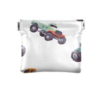 truck and Cartoon Cars White Women Leather Cash Wallet Waterproof Makeup Period Bag for Men Women Travel, truck and Cartoon Cars white, Decoration