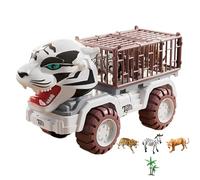 Truck Animal - Extra Large Animal Construction Vehicle, Tiger Pulled Back Prison Car Toy Set | Pull Back Car Toy, Tras Truck Toys