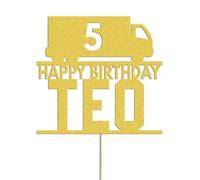 Truck Cake Topper Personalised Lorry Trucker Birthday Decoration Any Name & Age | Personalised Cake Topper with Custom Name & Age | Birthday Party Decoration | Gold