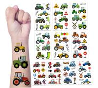 Truck Car Temporary Tattoos for Kids, 10 Sheet Temporary Tattoos Tractor Party Favors, Kids Truck Car Stickers for Boys, Girls Theme Birthday Party Bag Filler