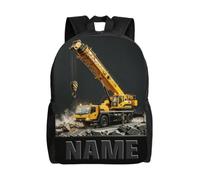 Truck Crane Print 2D Flat Daypack for Women or Men Engineering Enthusiasts Personalized Engineering Car-Themed Travel Backpack with Name Construction Car-Themed Casual Backpack for Architecture Lover