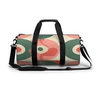 Truck Creative Pattern Gym Bag Small Travel Duffle Bag with Compartment Carry On Weekender Bag for Women Men, Peach and Green Shapes, 17.7in/9in/9in