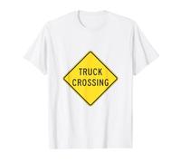 Truck Crossing Sign Value Graphic T-Shirt, Men, White, XL