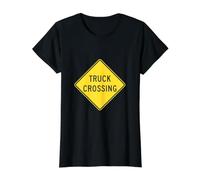 Truck Crossing Sign Value Graphic T-Shirt, Women, Black, L