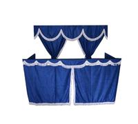 TRUCK CURTAINS FULL SET BLUE WITH WHITE STRINGS FIT MERCEDES,MAN,DAF,VOLVO,SCANIA,RENAULT