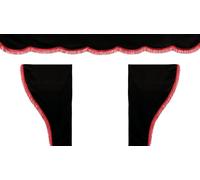 Truck Curtains Set of 3 pcs. in Black with Red Fringes