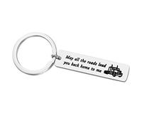 Truck Driver Gift for Him Boyfriend Husband May All The Roads Lead You Back Home to Me Keyring Trucker Driver Keyring for Son Dad Fathers Day Gift Christmas Valentines Day Gift for Men