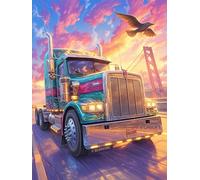 Truck Driving Over The Golden Gate Bridge 1000 Pc Classic Jigsaw Puzzle Wildlife Pet Puzzle for Adults Hard Challenging Hobby Home Decor Poster Smooth Wooden Cardboard 1000 PCS